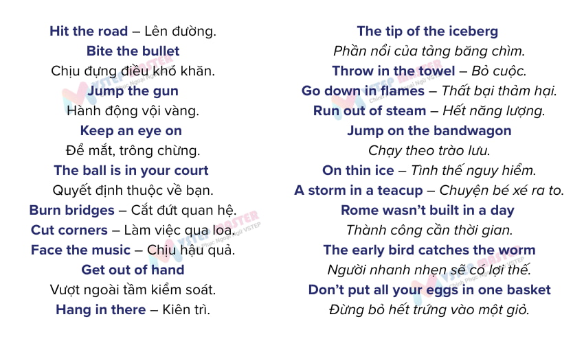 idiom la gi  tong hop 100 idiom duoc su dung pho bien nhat trong tieng anh